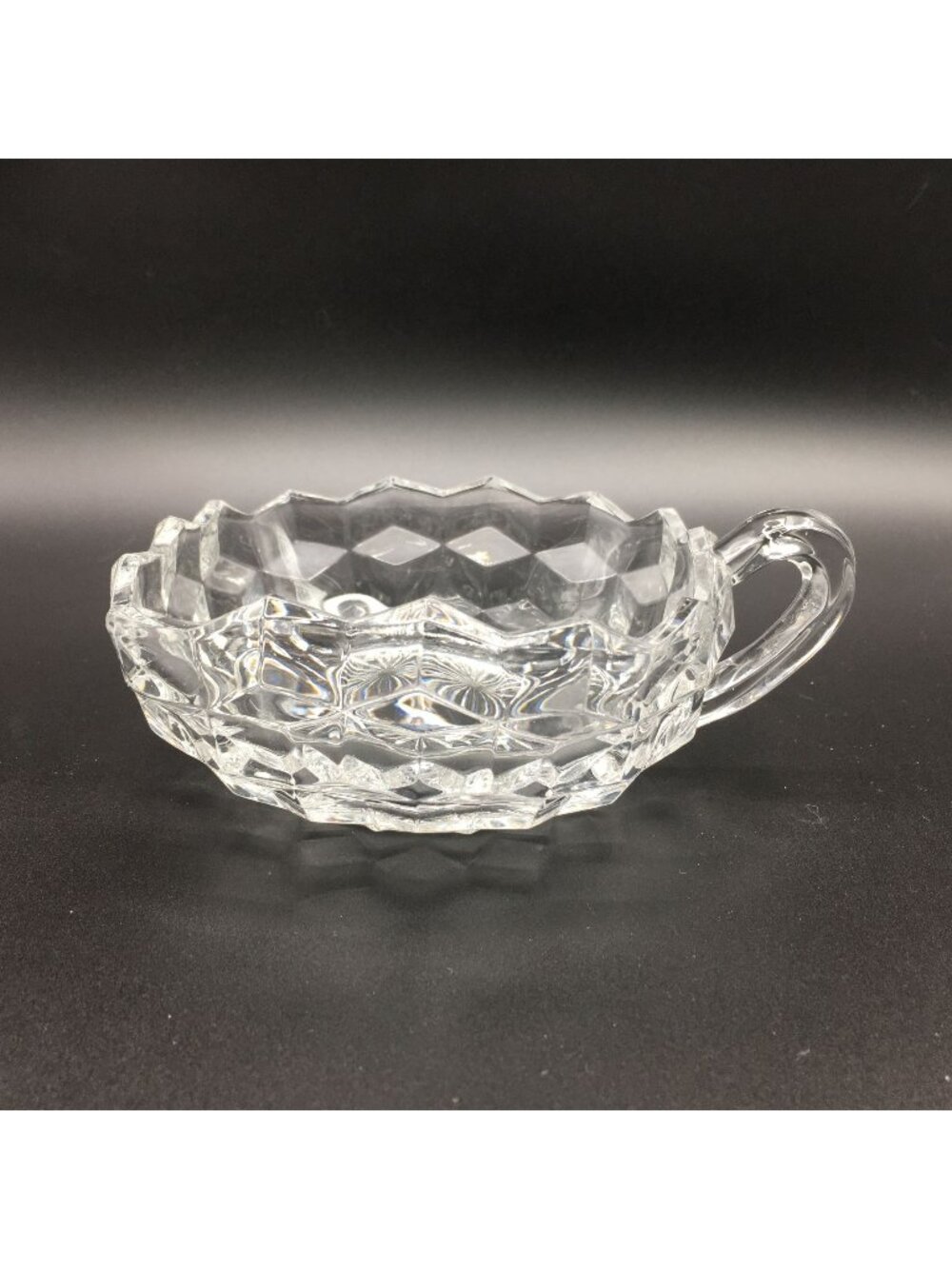 Fostoria American 2056 Clear Square 4-1/2" Glass Nappy Candy Dish w/Handle VTG